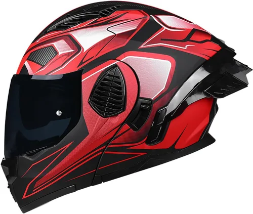 Vista 5 de Casco de Motociclista de Cara Completa con Visera Dual y Abatible para Adultos, Hombres y Mujeres, Integrado para Motocicleta, Calle, Ciclomotor