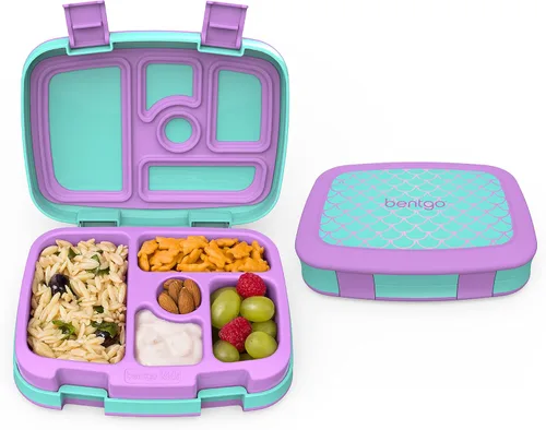 Vista 2 de Bentgo Juego de bolsas de almuerzo aisladas con estampado de lonchera estilo Bento, para niños (escamas de sirena)