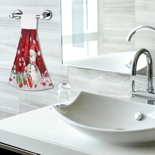 Vista 7 de Boccsty Toallas de baño con diseño de muñeco de nieve de Navidad, 2 piezas, toallas de baño de mano de invierno, toallas de cocina, toallas de té