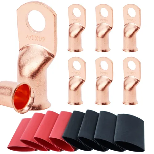 Vista 33 de TKDMR - Kit de 264 piezas de extremos de cable de batería, 132 piezas de terminales de anillo de lengüetas de cable de cobre resistentes AWG 8 6 4 2