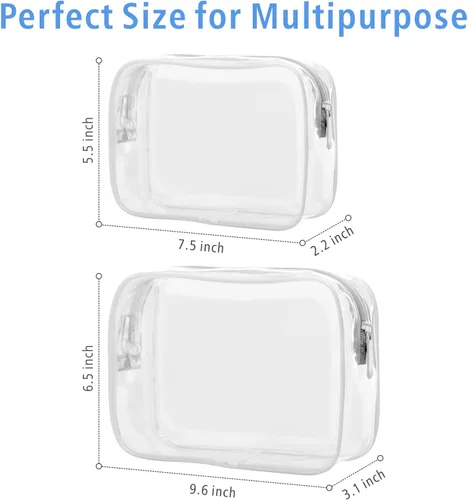 Vista 4 de PACKISM Paquete de 2 bolsas de aseo aprobadas por la TSA y bolsa transparente aprobada por el estadio, venta de paquetes, 1 mediano, 1 grande blanco