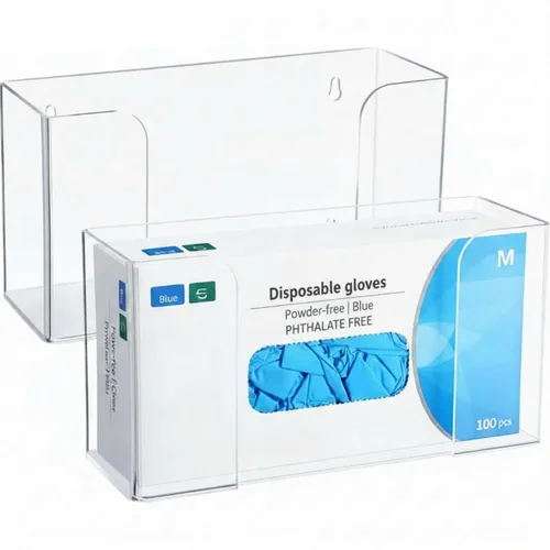 Vista 9 de Weysat 2 piezas de soporte acrílico para guantera, dispensador de guantes para montaje en pared, estante acrílico flotante en pared, dispensador
