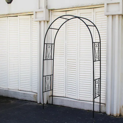 Vista 9 de Pérgola de hierro práctico, arco de árbol de jardín, arco de enrejado de metal para plantas trepadoras, vides de uva de rosas, decoración de pérgola