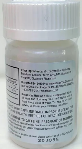 Vista 2 de Tabletas, píldoras de cafeína de vitamina B6 y B12, 350 mg de cafeína por porción, suplemento de rendimiento físico y enfoque, 100