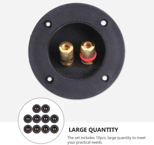 Vista 9 de 10 terminales de caja de subwoofer de 2 vías: caja de altavoz de conectores con resorte de empuje de placa dorada redonda de doble encuadernación