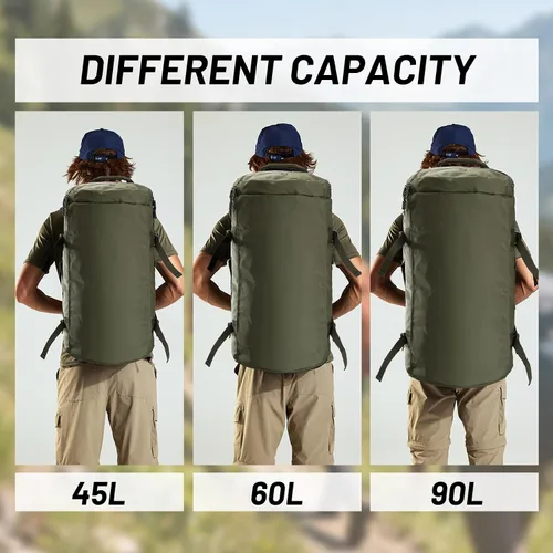 Vista 5 de MIER Mochila grande de lona deportiva con compartimento para zapatos, resistente y resistente al agua, verde oscuro, 45L