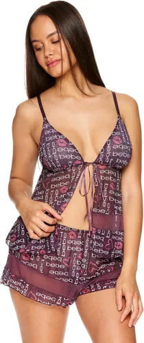 Vista 3 de bebe Ropa de dormir de malla y lencería corta para mujer, conjunto de lencería para mujer, conjunto de 2 piezas