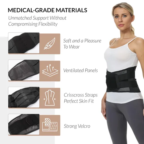 Vista 3 de Ajustable Deluxe Doble Pull Ortesis Lumbar/lumbar cinturón, alivio del dolor, Material transpirable – Amplia Back Support – Tamaño S, M, L, XL, XXL.