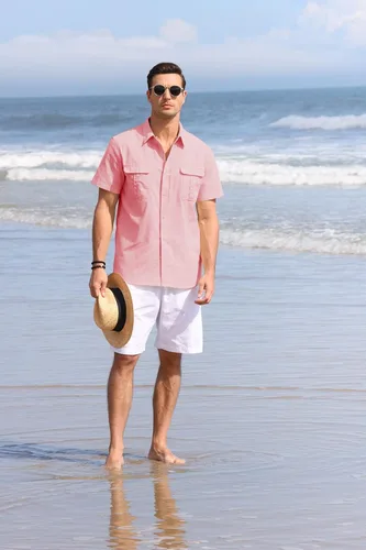 Vista 4 de Pengfei Mens Short Sleeve Shirts Linen Cotton Button Down Tees Spread Collar Plain Shirts A-Grey Large