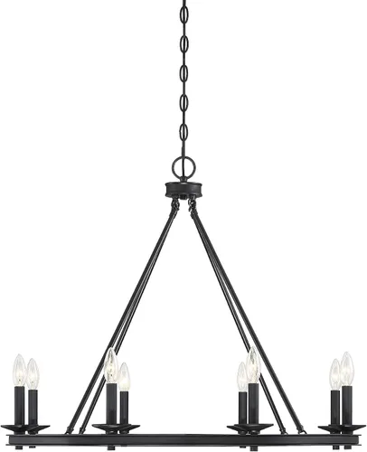Vista 10 de Savoy House 1-307-6-89 Middleton - Lámpara de araña circular industrial con forma de anillo de 6 luces color negro mate moderno y rústico