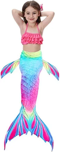 Vista 6 de DNFUN Traje de sirena para niñas con monoaleta