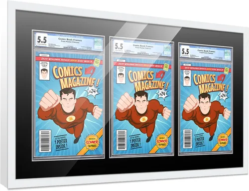 Vista 121 de Poster Palooza Marco de cómics con paspartú para 1 cómic de grado CGC, CBCS o PGX, marco de cómic de bronce para cómic de 8.125 x 13 pulgadas