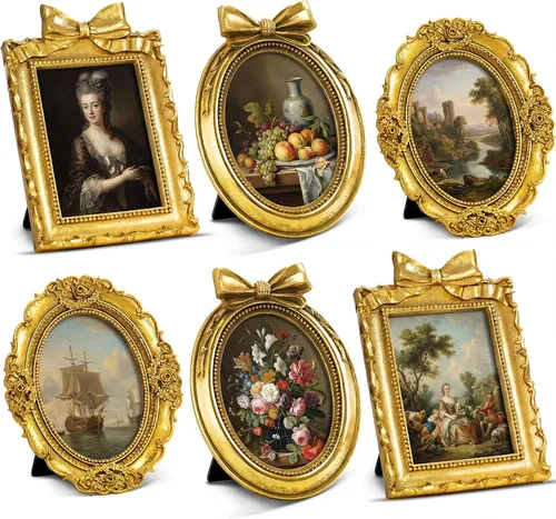 Vista 13 de Vicenpal 3 Pcs Tiny Vintage Ornate Picture Frames 2.5 x 3.5 Inch Black Gold Negro dorado