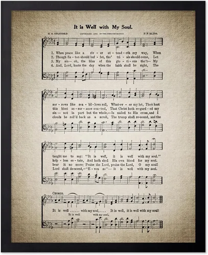 Vista 38 de Poster Master Póster de partitura de música vintage, impresión de himno retro, regalo para músico, amigo, "How Great Thou Art, himno, verso