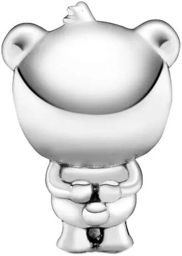 Vista 2 de Bellestory - Abalorio de oso de peluche (plata de ley 925), diseño de corazón