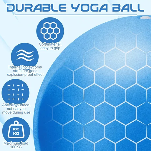 Vista 2 de jjshund Pelota de pilates, pequeña pelota de yoga de ejercicio de 9,8 pulgadas con guía de ejercicios, para gimnasio en casa, yoga, pilates
