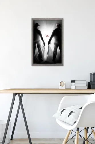 Vista 6 de Trends International Freddy vs. Jason - Póster de pared ligero, 14.725 x 22.375 pulgadas, versión enmarcada de madera de granero Versión enmarcada
