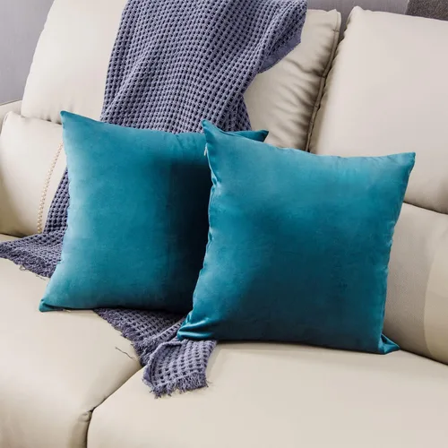 Vista 13 de Juego de 2 fundas de almohada decorativas de terciopelo caqui de 18 x 18 pulgadas para sofá, silla, cama, funda de almohada cuadrada de gamuza suave