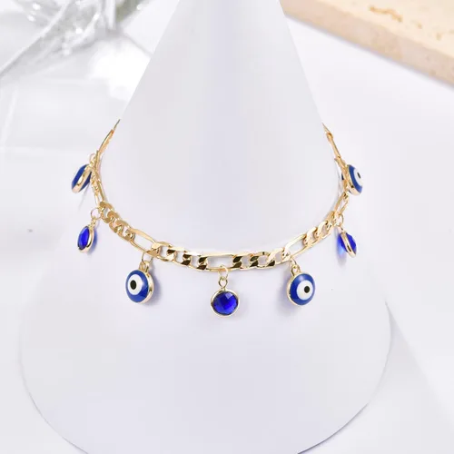 Vista 5 de Pulseras de mal de ojo para mujer, chapado en oro de 14 quilates, circonitas cúbicas para adolescentes, joyas de mal de ojo, circonita