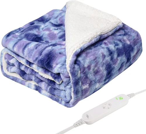 Vista 9 de GOQO TOMO Manta Eléctrica Térmica 50" x 60" Throw Wrap con 12 Niveles de Calefacción para Uso en Casa y Oficina Gris Degradado-H60 12 Heating