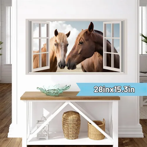 Vista 4 de Pegatinas de pared de caballo, despegar y pegar, calcomanías de pared Caballo marrón