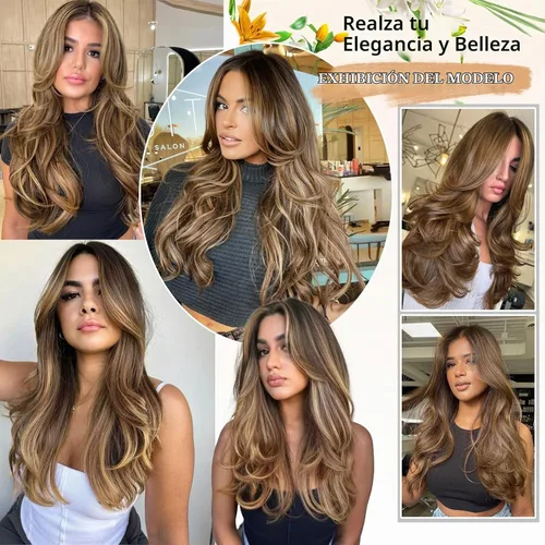 Vista 5 de FREEMEIGE 4 piezas de extensiones de cabello con clip, extensiones de cabello largas y gruesas con capas rectas de 20 pulgadas, extensiones