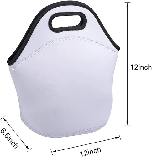 Vista 2 de Sublimation Blanks - Bolsa de almuerzo de neopreno reutilizable, aislada, bolsa de transporte con cremallera