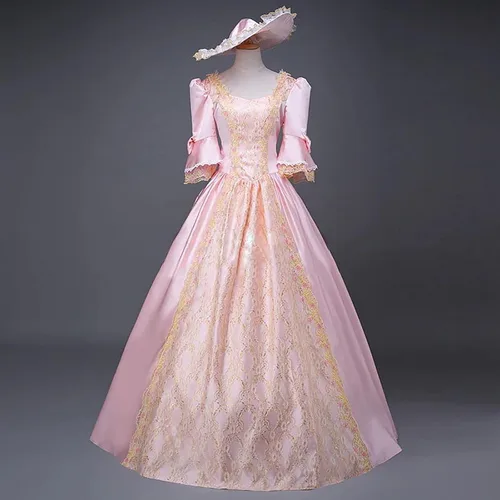 Vista 2 de Vestido medieval de reina vitoriana para mujer, vestido gótico de encaje para mujer, vestido de baile renacentista, vestido de fiesta de disfraces