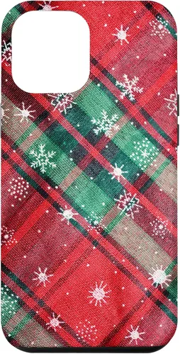 Vista 26 de Green Red Christmas Plaid Winter Snowflakes Case for iPhone 16