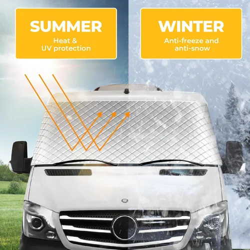 Vista 3 de BougeRV Cubierta de nieve para parabrisas de autocaravana para clase B, Dodge Mercedes Sprinter (2006-2015) para ventana delantera, accesorios
