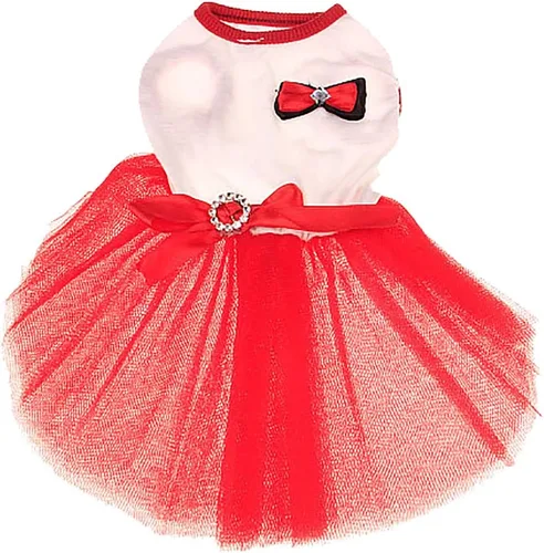 Vista 4 de Moda Dulce Cachorro Princesa Falda Tutu Vestido De Novia Para Perros Pequeños, Extra Pequeños - Rojo rojo (J-red)