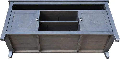 Vista 10 de IC INTERNATIONAL CONCEPTS Soporte de madera maciza para entretenimiento/TV con 2 puertas, gris jaspeado lavado antiguo