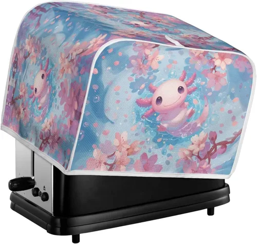 Vista 6 de Xoenoiee Axolotl - Cubierta para tostadoras con diseño de flor de cerezo, cubiertas para hacer pan, cubierta de polvo para electrodomésticos