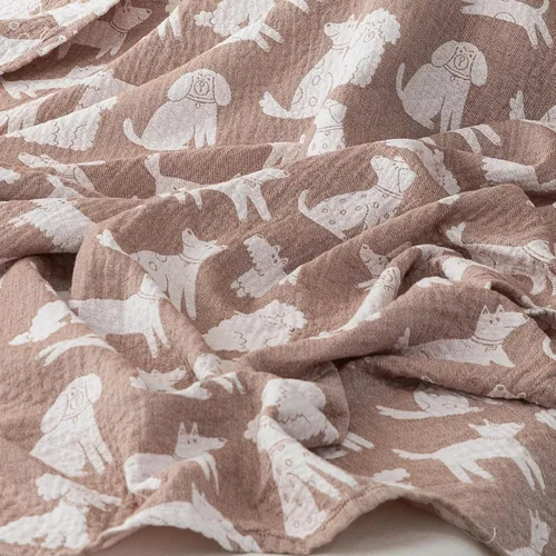 Vista 3 de MEJU Manta ligera de muselina marrón para perros, cachorros, para niños, para cama, sofá, 100% algodón peinado, de 3 capas, suave y cálida