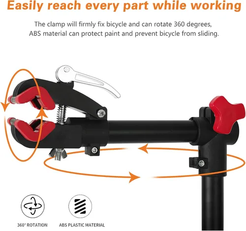Vista 3 de UNISKY Soporte de reparación de bicicletas para mantenimiento Estante ajustable en altura con liberación rápida Soporte de trabajo de mantenimiento