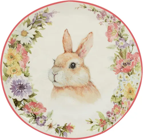 Vista 4 de Certified International Easter Garden - Plato de postre/ensalada de 8.5 pulgadas, juego de 4 diseños surtidos, multicolor