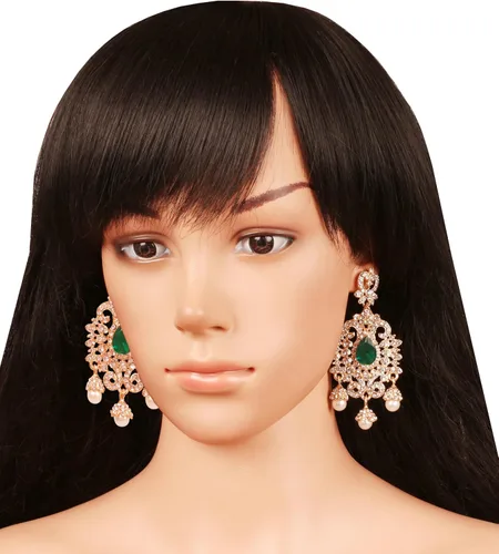 Vista 2 de Touchstone Aretes colgantes de filigrana fina india de Bollywood Royal para mujer.