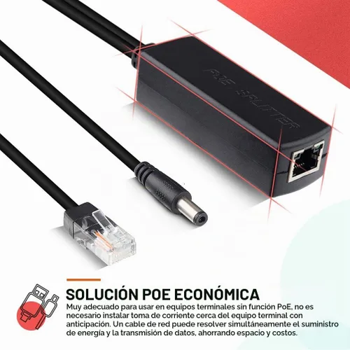 Vista 2 de ipolex 10/100M PoE Splitter Active, Power ethernet Splitter Adapter, 2