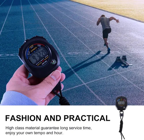 Vista 5 de ABOOFAN Cronómetro electrónico multifunción con pantalla LCD, temporizador de entrenamiento portátil ligero para carreras, correr, natación