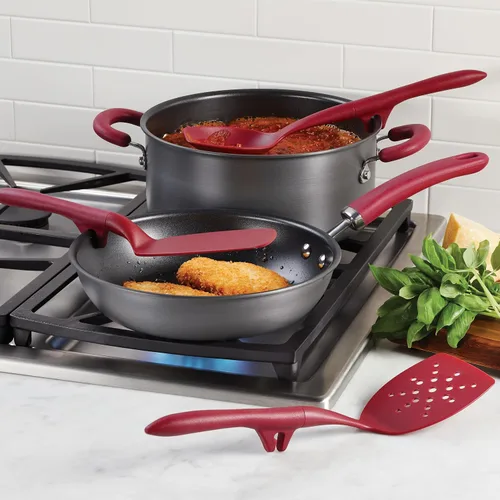 Vista 3 de Rachael Ray Herramientas y Gadgets Lazy Tools - Juego de utensilios de cocina antiadherentes, 6 piezas, color rojo