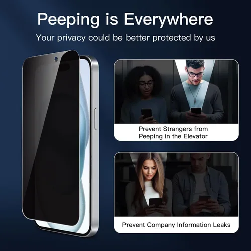Vista 89 de NEW'C Paquete de 3 protectores de pantalla de privacidad para iPhone Air/iPhone 17 Air (6.5 pulgadas), película de vidrio templado antiespía