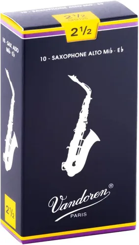 Vista 5 de Hercules DS530BB Soporte para saxofón Alto/Tenor con bolsa y Vandoren SR2125 Saxo Alto Cañas Tradicionales Fuerza 2.5; Caja de 10