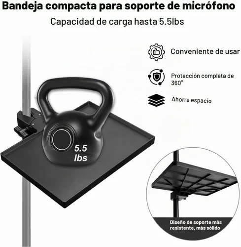 Vista 4 de Koolehaoda Bandeja de soporte para micrófono con soporte para teléfono
