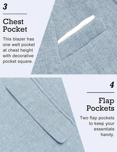 Vista 5 de COOFANDY Blazer para Hombre Chaquetas Deportivas Casuales Corte Ajustado Un Botón Chaqueta de Traje Chaqueta Deportiva Ligera