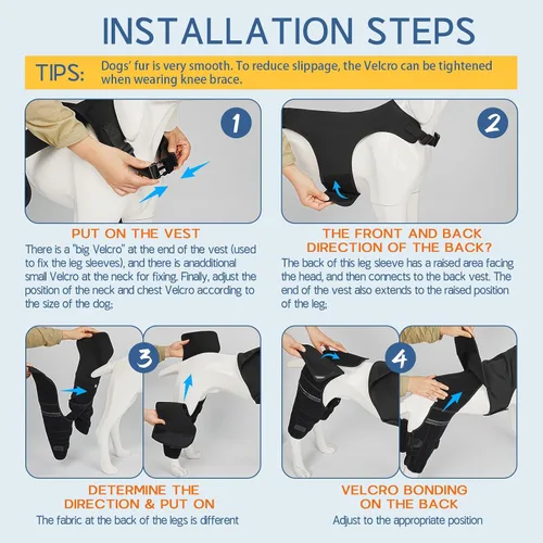 Vista 5 de Rodillera de perro para pierna trasera Acl, soporte de pierna de perro para pierna trasera, soporte de cadera ajustable para reducir el dolor