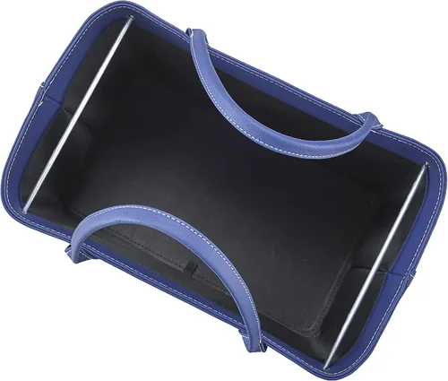 Vista 2 de Chic Faux Leather File Organizer Tote Bag con asas de transporte - Azul marino