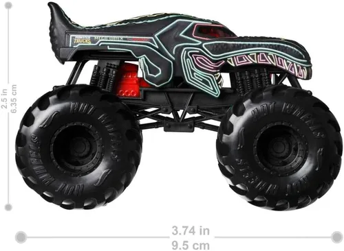 Vista 4 de Hot Wheels Monster Trucks - Mega Wrex de neón fundido a presión a presión a escala 1:24