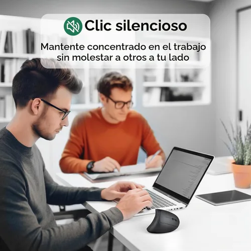 Vista 5 de TECKNET Ratón ergonómico inalámbrico, ratón Ergo vertical recargable Ratón óptico silencioso de 2.4 GHz, con 5 DPI ajustables (800-4800), mouse