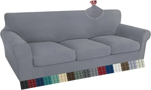Vista 29 de ZNSAYOTX 2 fundas para sillas con brazos para sala de estar, súper suave, con funda de cojín de asiento, gruesa, duradera, mezcla de elastano, alta