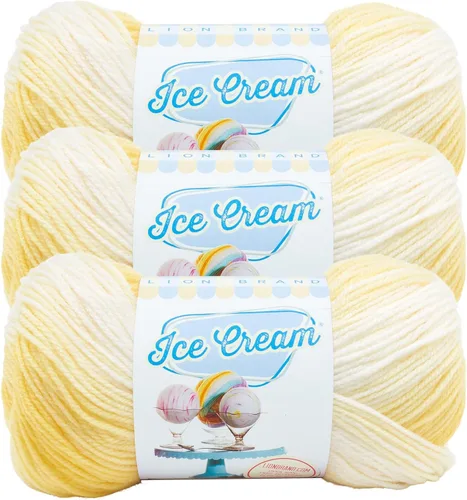 Vista 51 de Lion Brand Yarn, Hilo para Bebé Ice Cream para tejer, ganchillo y manualidades, Baseball Nut, 1 paquete, fibra acrílica colorida de peso DK
